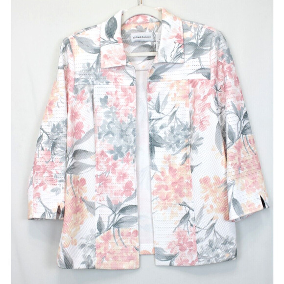 Alfred Dunner Jacket Women 10 Open Lightweight Shoulder‎ Pad Pink Floral Print - Picture 3 of 13